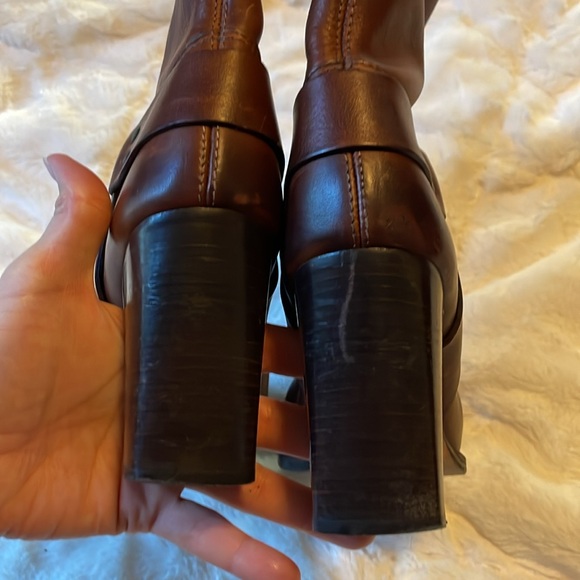 MICHAEL KORS DISTRESSED OILED LEATHER HARNESS LOW CALF BOOTS HEELS - Picture 3 of 15